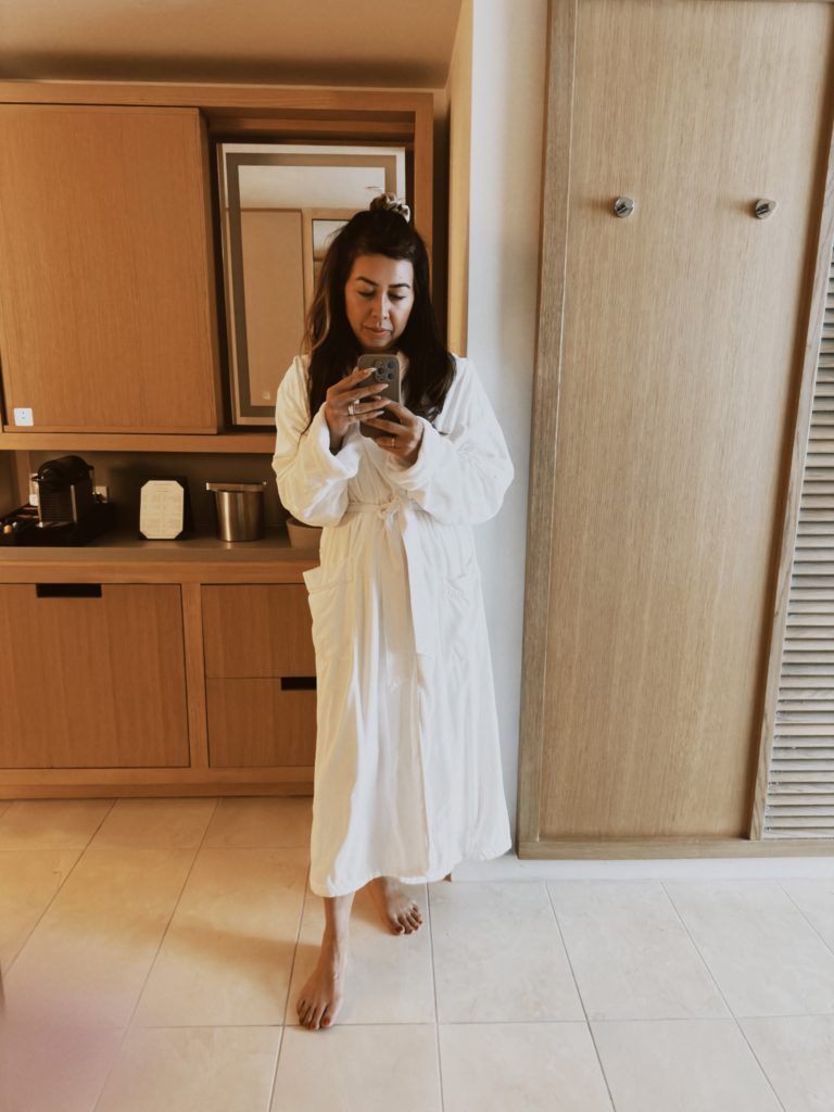 Getting ready at Conrad New York Downtown hotel suite in Tribeca New York