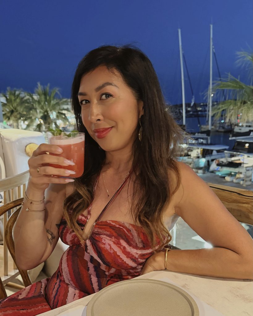 Sunset dinner overlooking harbor Naxos